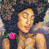 Картина з мохом - портрет жінки олійними фарбами та стабілізований мох, фото 6