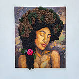 Картина з мохом - портрет жінки олійними фарбами та стабілізований мох, фото 7