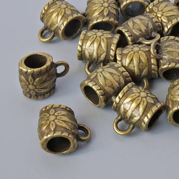 Фурнітура Бейл тримач d-8х6мм, d-отвору 1,7мм, 4мм, L-10мм, фас. 18шт +- бронзовий колір металу