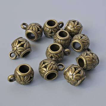 Фурнітура Бейл тримач d-9х9,5мм, d-отвору 2,1мм, 4,4мм, L-13мм, фас. 11шт +- бронзовий колір металу