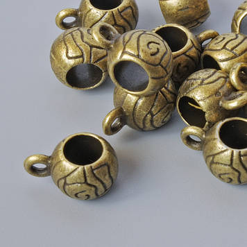 Фурнітура Бейл тримач d-6,5х8мм, d-отвору 1,6мм, 4,5мм, L-11,5мм, фас. 15шт +- бронзовий колір металу