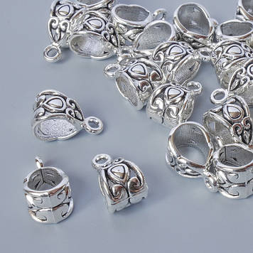 Фурнітура Підкулонник d-8х7,5мм, d-отвору 1,8мм, 7,3х5,7мм, L-13,5мм, фас. 24шт +- сріблястий колір металу