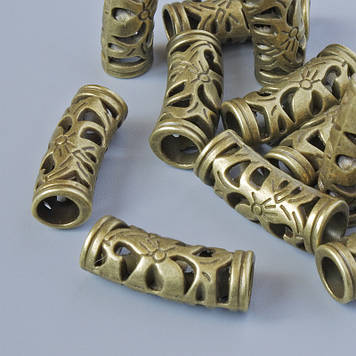 Фурнітура намистина вставка d-19,5х6,5мм, d-отвору 4,4мм, фас. 12шт +- бронзовий колір металу