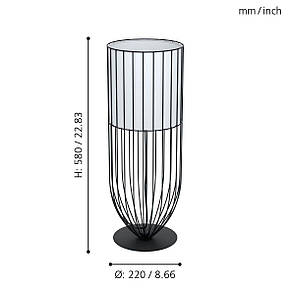 Настільна лампа металева чорна з білим тканинним плафоном на 1 лампу Е27 58х22 см, фото 2