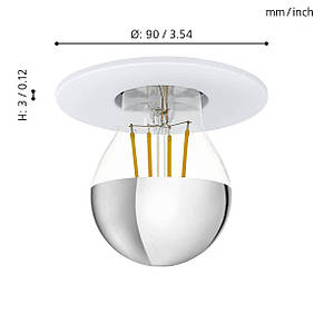Вбудований світильник металевий на 1 лампу E27 білий 9х0.3 см, фото 2