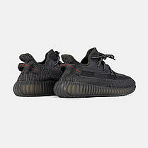 Кросівки Adidas Yeezy Boost 350 V2 Reflective Black / Адідас Ізі Буст 350 В2 Чорні (Рефлективні Шнурки), фото 5