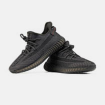 Кросівки Adidas Yeezy Boost 350 V2 Reflective Black / Адідас Ізі Буст 350 В2 Чорні (Рефлективні Шнурки), фото 6