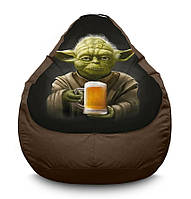 Кресло мешок iPuff "Мастер Йода с пивом. Master Yoda with beer. Star wars" Оксфорд XXL (90х125 см) коричневый