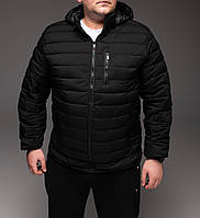Чорна чоловіча демісезонна куртка з кишенею на грудях , БАТАЛ