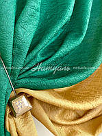 Комплект Штора атлас+тюль вуаль Бразилиа зеленый+желтый Н-56-037