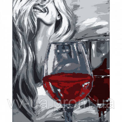 Алмазна картина-розмальовка за номерами SANTI Дівчина та вино, 40x50 см (954679)