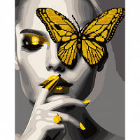 Алмазная картина-раскраска по номерам SANTI Девушка с золотой бабочкой, 40x50 см (954674)