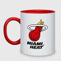 Кухоль з принтом двоколірний «Miami Heat-logo» (колір чашки на вибір)