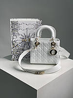 Женская сумка из кожи Christian Dior Small Lady Dior My ABCDIOR Bag White