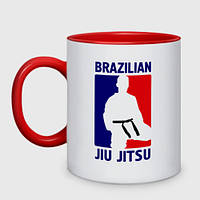 Кухоль з принтом двоколірний «Джіу-джитсу Jiu jitsu» (колір чашки на вибір)