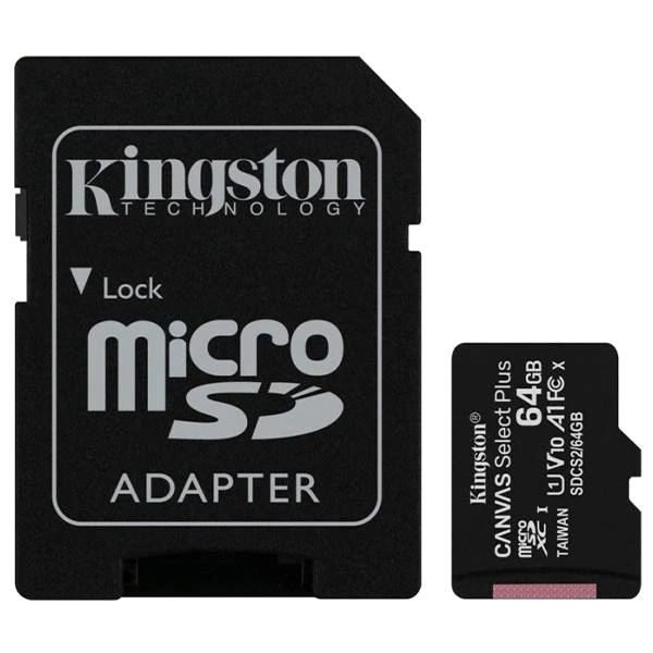 Карта пам'яті Kingston 64GB microSDXC Canvas Select Plus 100R A1 C10 Card + ADP