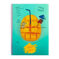 Блокнот Optima Cocktail Mango, A4, пластиковая обложка, ПВХ спираль, 80 л., клетка (O20846-27)