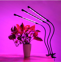 Ультрафіолетова світлодіодна фітолампа GrowLight для рослин (3 лампи) з таймером