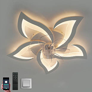 Сучасна світлодіодна люстра 72 Вт з пультом димером і вентилятором колір каркаса білий ESL-21531