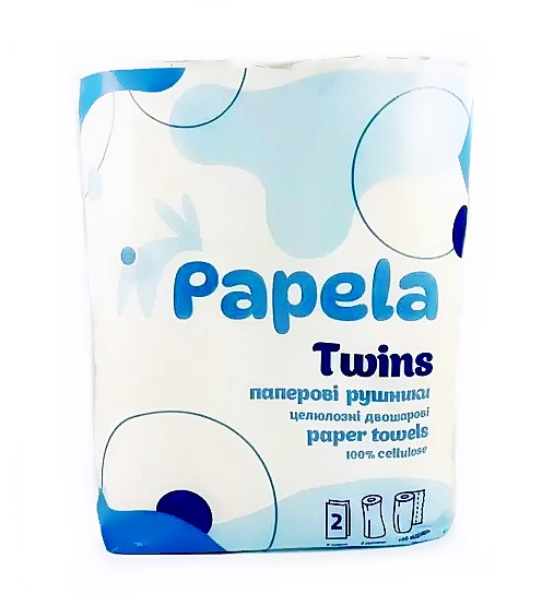 Рушники двошарові паперові Papela Twins 2 рулони / 100 відривів