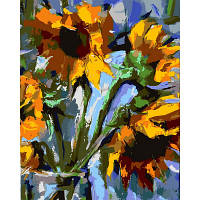 Картина по номерам SANTI Букет подсолнухов 40 на 50 см цветы подсолнухи для взрослых раскраска картинки
