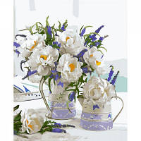 Картина по номерам STRATEG Бело-голубой букет 40 на 50 см цветы для взрослых раскраска картинки цифрам