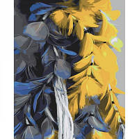 Картина по номерам STRATEG Желто-голубые перья 40 на 50 см абстракция патриотические для взрослых раскраска