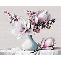 Картина по номерам Brushme Букет магнолий 40 на 50 см цветы для взрослых раскраска картинки цифрам рисование