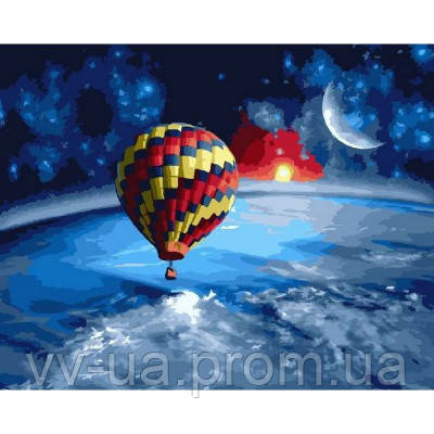 Картина за номерами Brushme Навколо землі на повітряній кулі 40 на 50 см космос для дітей для дорослих розмальовка за номерах