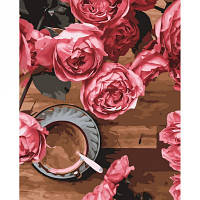 Картина по номерам STRATEG Кофе и пионы 40 на 50 см цветы пионы для взрослых раскраска картинки цифрам