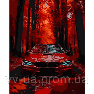 Картина по номерам STRATEG Красная машина 40 на 50 см машины для взрослых раскраска картинки цифрам рисование