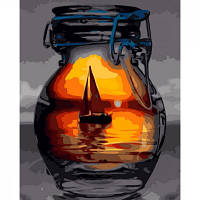 Картина по номерам STRATEG Лодка в стакане 40 на 50 см сюжетная композиция для взрослых раскраска картинки