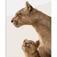 Картина по номерам STRATEG Мать львица с детенышем 40 на 50 см животные львы для взрослых раскраска картинки