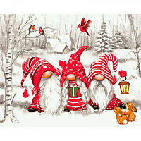 Картина по номерам STRATEG Новогодние гномики 40 на 50 см животные новогодние для взрослых раскраска картинки