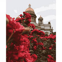 Картина по номерам STRATEG Розы у Исаакиевского собора 40 на 50 см пейзаж розы для взрослых раскраска