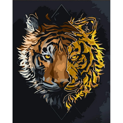 Картина за номерами STRATEG Тигр 30 на 40 см тварини тигри для дорослих розмальовка за номерах малюнки розпис кухню малювати