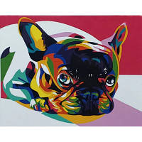 Картина по номерам STRATEG Цветной французский бульдог 40 на 50 см животные собаки для взрослых раскраска