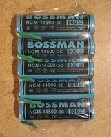 Аккумулятор Bossman 14500-U + контакты 800mAh 3,7V Li-ion коробка 1х1шт /1/5шт