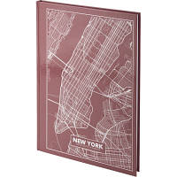 Книга записная Axent Maps New York 8422-543-A, A4, 96 листов, клетка, розово-коричневая