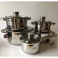 Набор посуды на 10 предметов Edenberg EB-3709 из нержавеющей стали (7ми слойное дно)