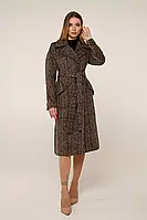 Женское длинное коричневое пальто