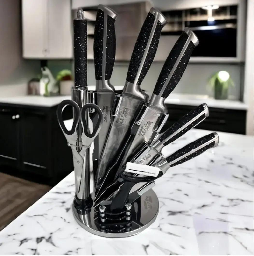 Набір кухонних ножів 8 предметів Кухонні ножі в підставці Набори ножів zepline з неіржавкої сталі