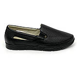 Жіночі шкіряні моксини сліпони на низькому ходу чорного кольору 230570(1) розмір 36, фото 4