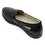 Жіночі шкіряні моксини сліпони на низькому ходу чорного кольору 230570(1) розмір 36, фото 5