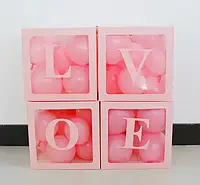 Кубики розовые Love, декор для воздушных шариков