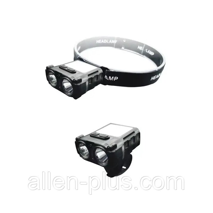 Ліхтар налобний SH-T808, 2XPE+20SMD (white+red), USB Type C