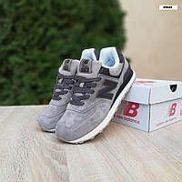 Женские кроссовки New Balance 574 Бежеві з коричневим замша ТОП