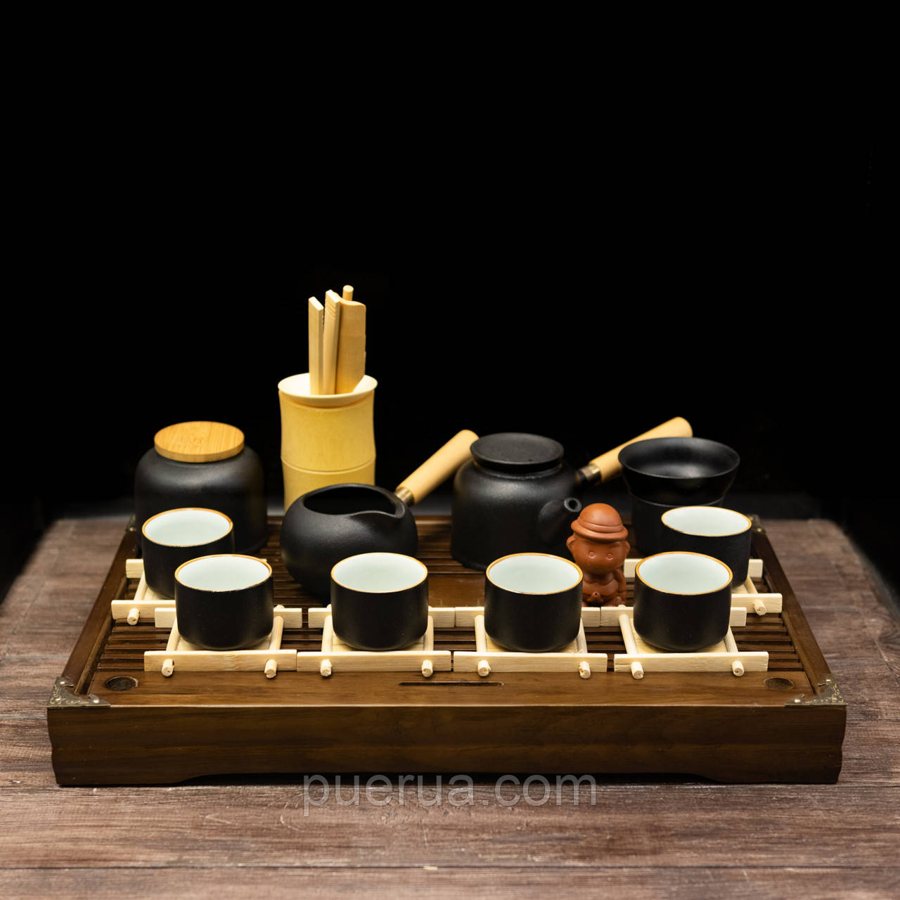 Набір посуду для чайної церемонії "Японський стиль чорний" з чабанью, фото 1