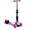 Самокат 5 в 1 Best Scooter фіолетовий захисним бампером та батьківською ручкою колеса PU з підсвічуванням, фото 2