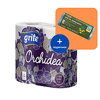 Туалетная бумага Grite Orchidea 3 слоя 4 рулона + подарок